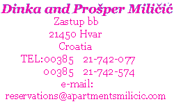Dinka Milicic, address,tel.,e-mail